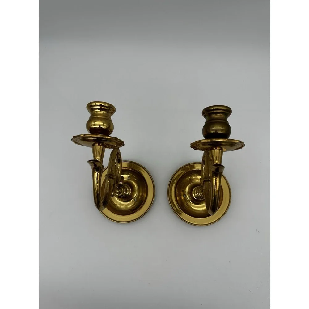 VGT Lacouered Brass Wall Mount Rare Swing Swivel Candlestick Holders 9